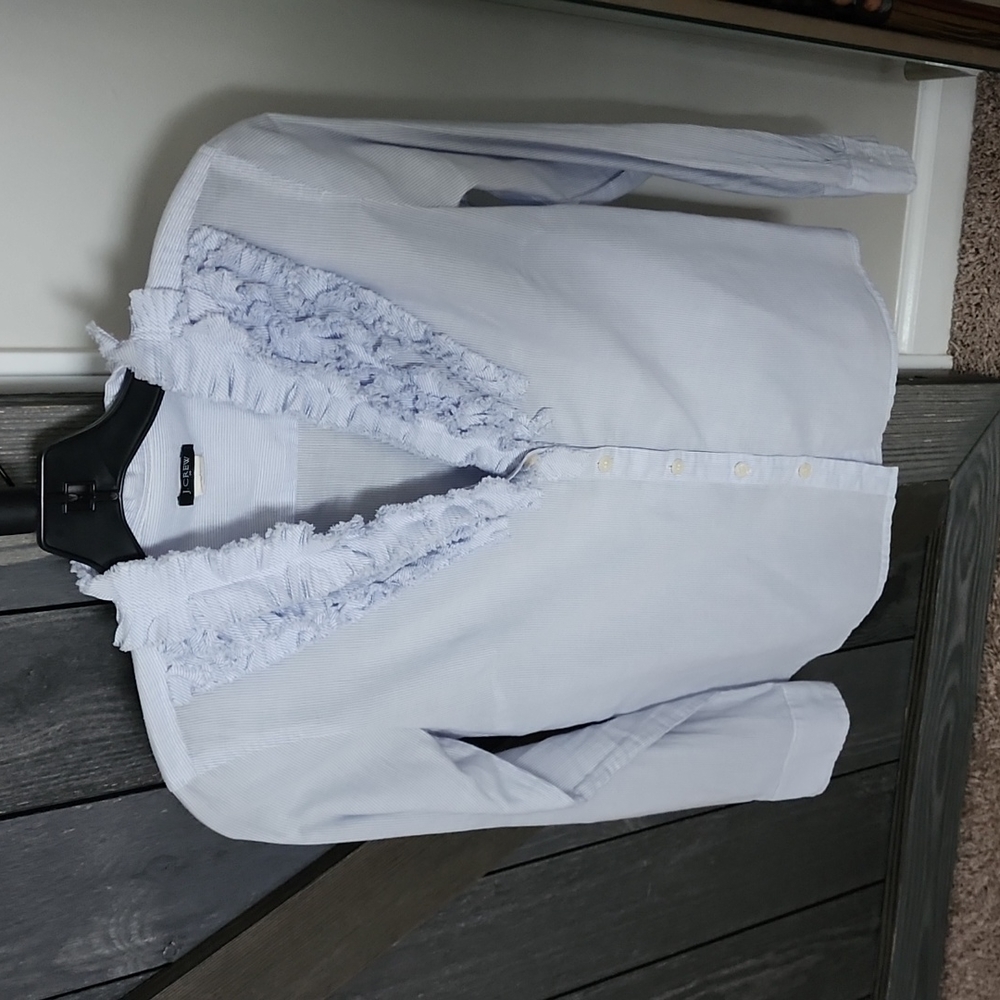 J.Crew Seersucker V Neck Button Down Top